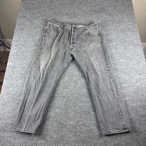 Levis 501 Jeans Mens 40x28 Gray Straight Leg Button Fly Dark Wash Denim Tab Y2K